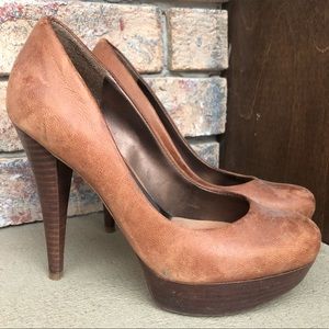 Brown Worn Leather Guess Heels